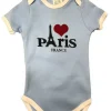 Body lembrança Paris branco e azul coração