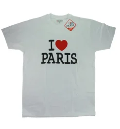 Camiseta Branca Homem Eu Amo Paris