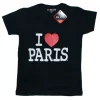 Camiseta feminina preta I love Paris