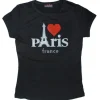 Camiseta Feminina preta  Paris coraçao em strass
