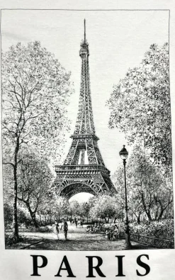 Camiseta Torre Eiffel de Paris em Preto e Branco