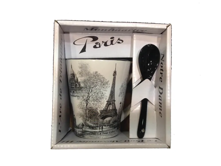 Caneca preto e branco Torre Eiffel de Paris