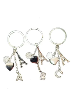 Chaveiro coeur strass & letras do alfabeto