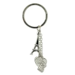 Chaveiro coeur strass & letras do alfabeto