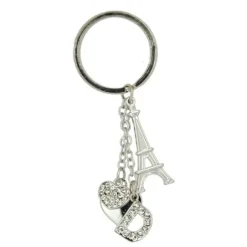 Chaveiro coeur strass & letras do alfabeto