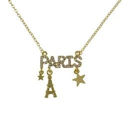 Colar Paris strass dourado
