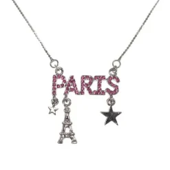 Colar Paris strass rosa
