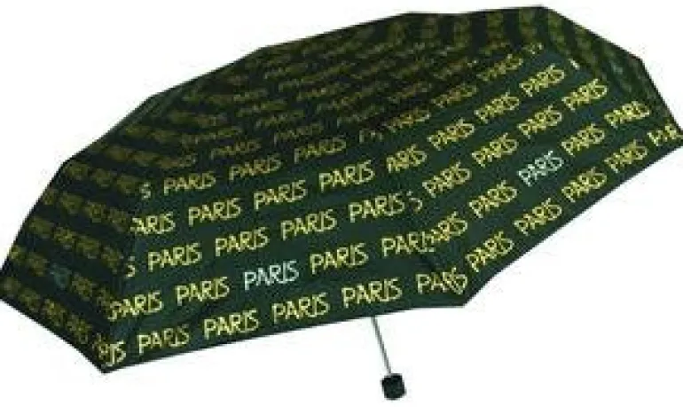 Guarda-chuva Paris preto e dourado
