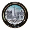 Imã - Prato de porcela monumentos de Paris - Preto