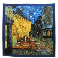 Lenço de seda Arles La terrasse du café le soir de Van Gogh