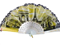Leque lembrança de Paris branco e bege