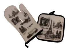 Luva de cozinha Paris preto e branco