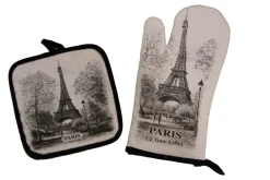 Luva de cozinha Paris preto e branco