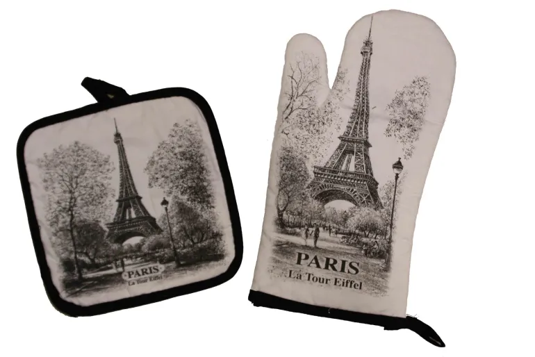 Luva de cozinha Paris preto e branco