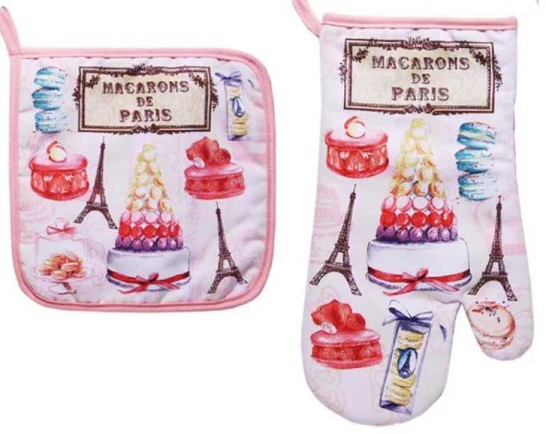 Luva e pegador de panela Torre Eiffel macarrão