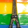 Ímã Torre Eiffel bandeira arco íris 3D