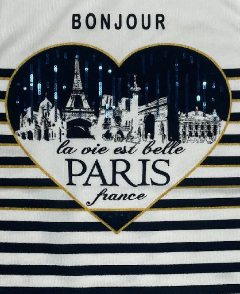 Manga comprida Paris BONJOUR