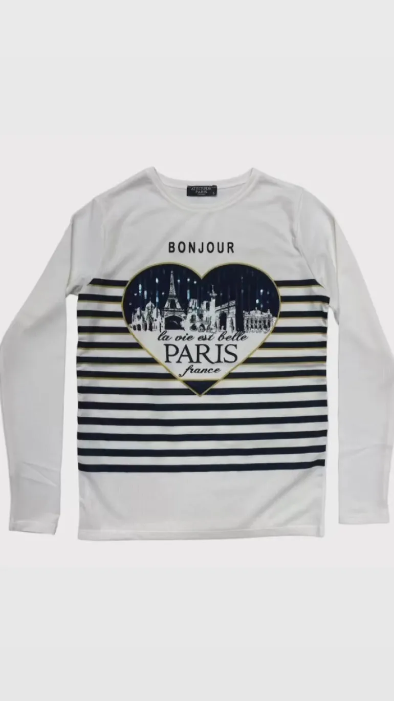 Manga comprida Paris BONJOUR