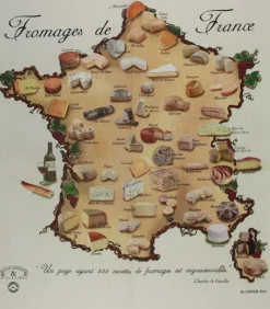 Pano de prato "Mapa dos queijos franceses"