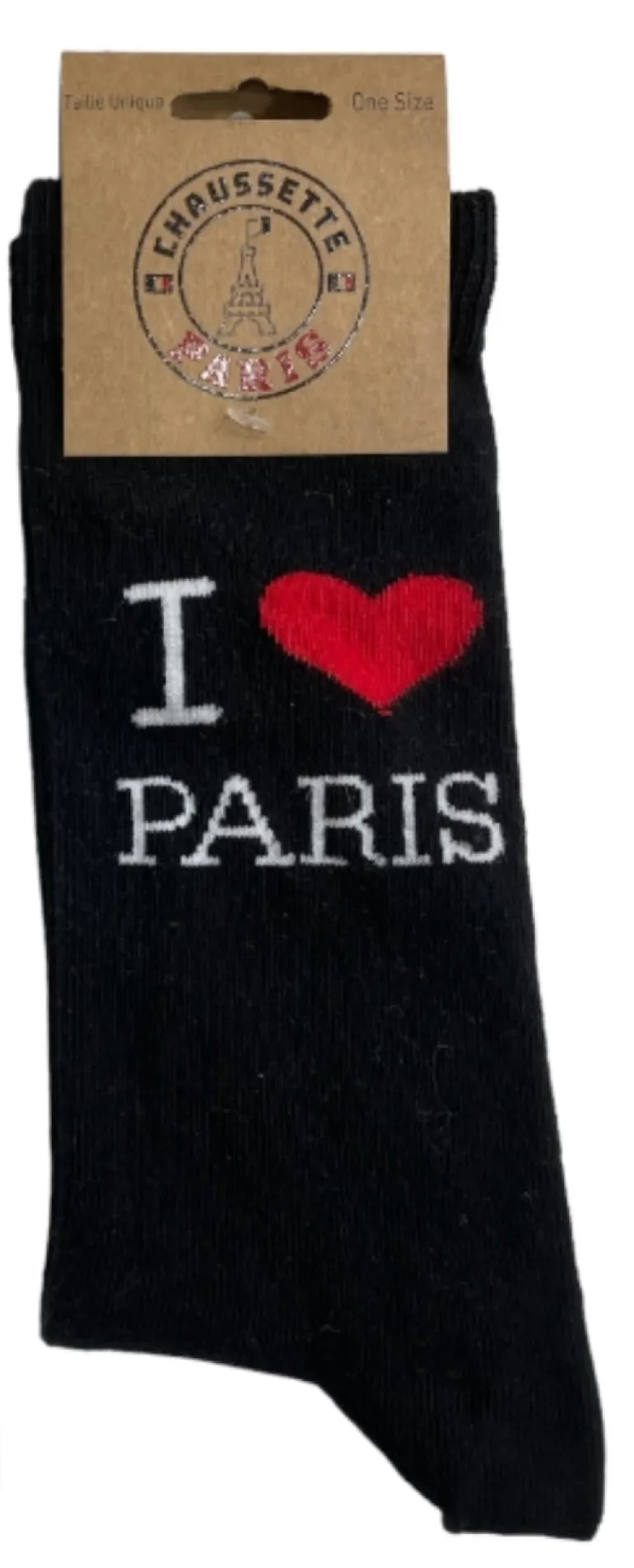 Par de meias I LOVE PARIS pretas ou brancas
