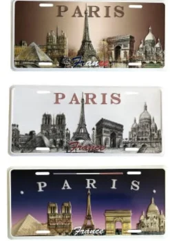 3 placas grandes de metal souvenrs de Paris monumentos em relevo