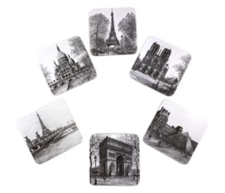 Porta-copos lembrança Paris preto e branco