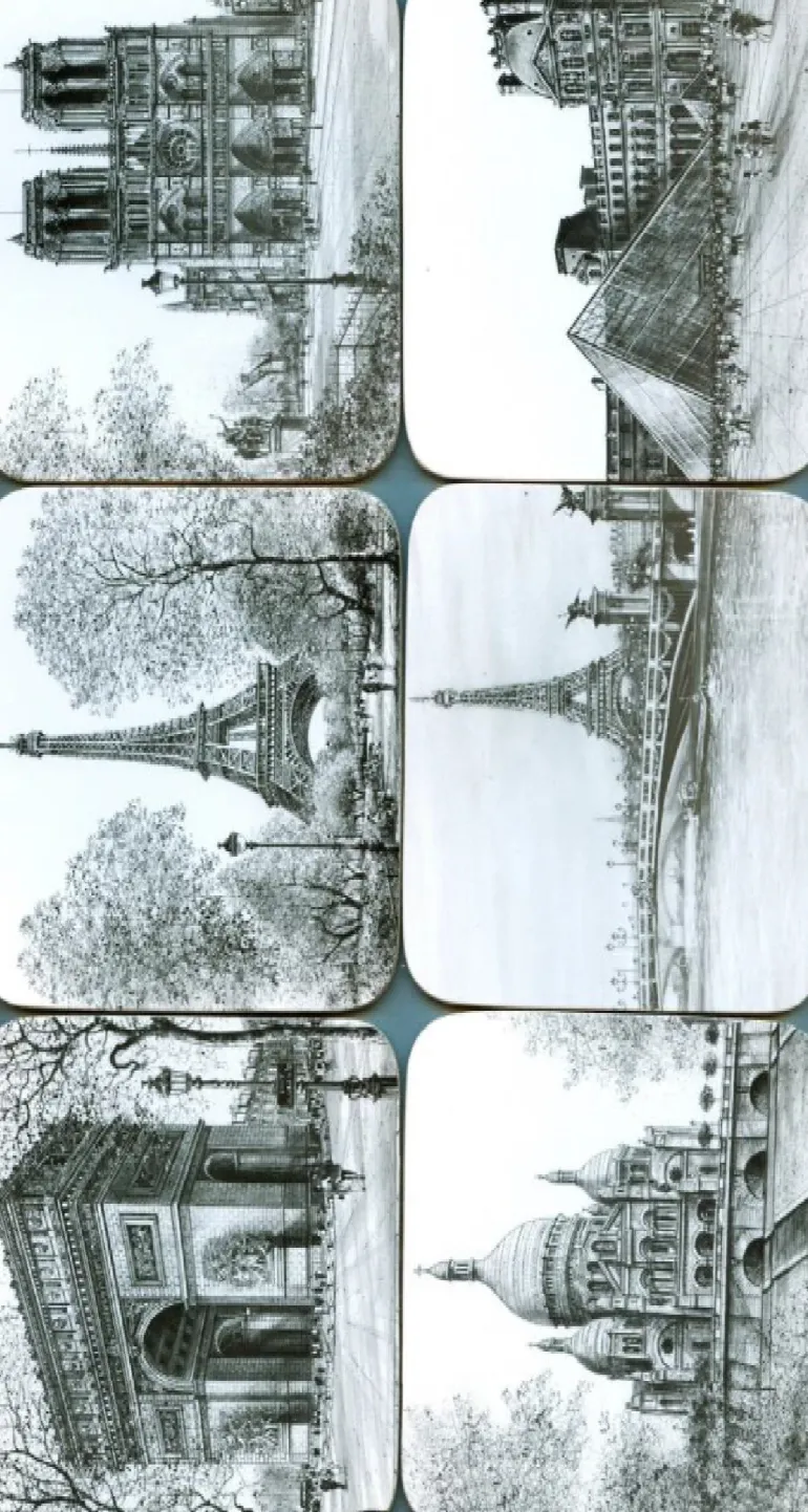 Porta-copos lembrança Paris preto e branco