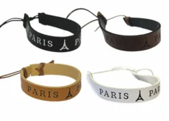 Pulseira de couro ajustável Torre Eiffel de Paris