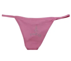 Tanga cor de rosa com strass