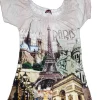 Túnica com babado Paris Torre Eiffel e brilhantes