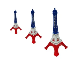 Torre Eiffel azul branca e vermelha com brilhantes