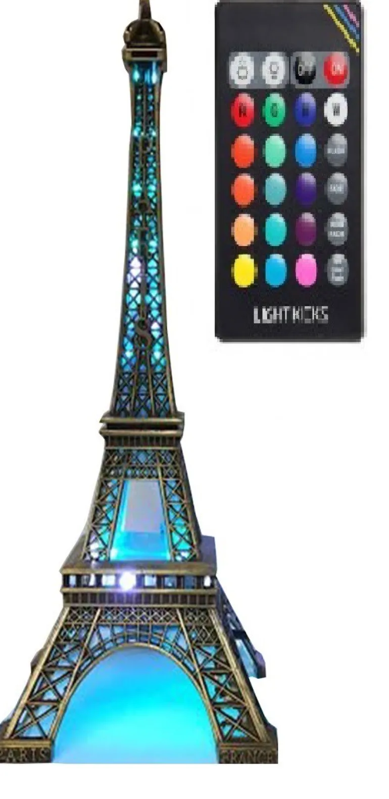 Torre Eiffel brilhante LED com comando