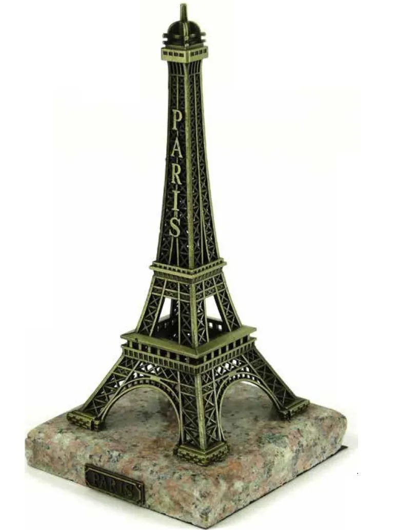 Torre Eiffel de metal fabricada na França em uma verdadeira base