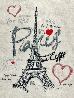 Torre Eiffel Paris bolsa de algodão com coração  鈾ワ笍