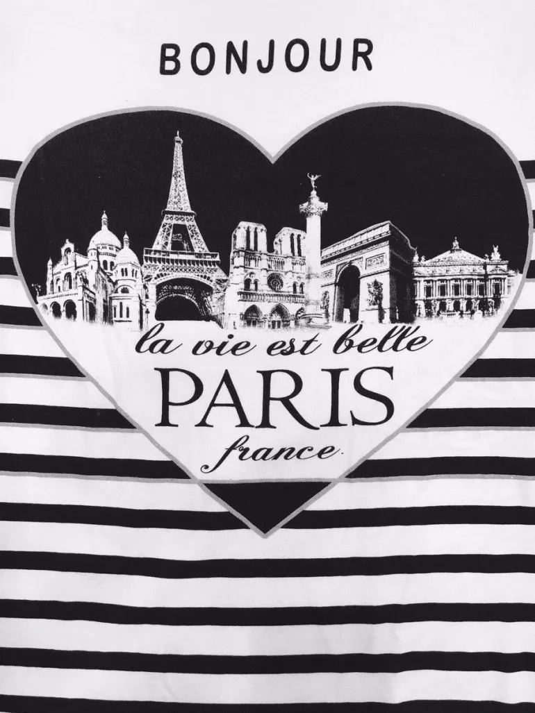 T-shirt Paris França " BONJOUR La vie est belle "