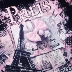 T-shirt preta Paris França "Laço com strass"