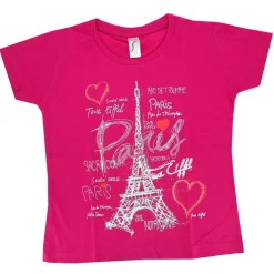 T-shirt Torre Eiffel Coração Paris fúcsia
